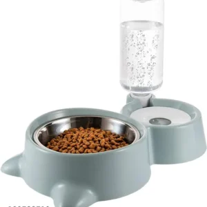Double Dog Cat Bowls, Water and Food Bowl Set with Detachable Stainless Steel Bowl, Automatic Water Dispenser Bottle, Pet Feeder