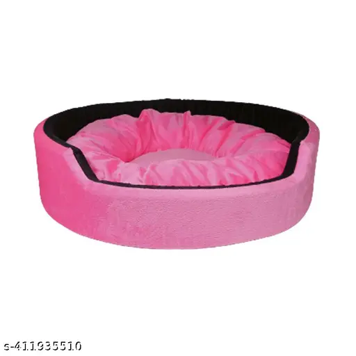 Doggy Smile Supportive Rounded Bed for Dogs and cat Pink Black