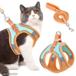 "petphilo's" Cat Harness with Leash Adjustable Breathable Vest Strap for Cat and Dog Reflective Strip (Orange)