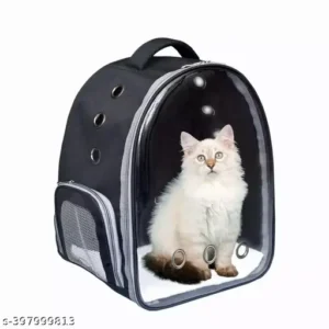 "petphilo's" Pet Carrier for Cat & Small Dog and Puppy Kitty Transparent and Breathable Airline-Approved Hiking and Outdoor for Puppies & Cats (Black, Transparent)